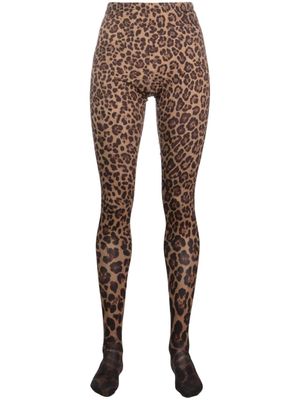 Valentino Garavani collants à imprimé léopard - Marron