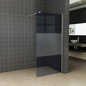 BWS Inloopdouche Pro Line Rookglas met Middenband 110x200 8mm Nano Coating Chroom Profiel en Stang