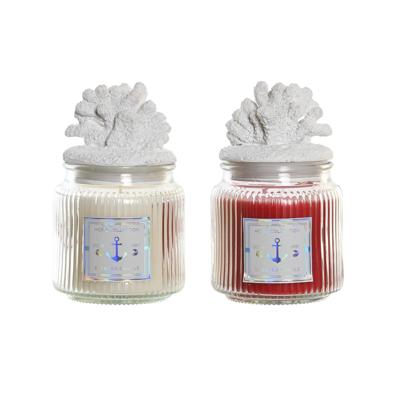 Geurkaars DKD Home Decor Koraal Mediterrane 430 g (2 Stuks)