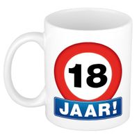 Verkeersbord mok/ beker 18 jaar - Verjaardagsmokken - thumbnail