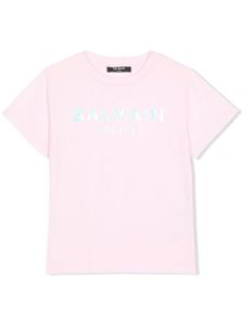 Balmain Kids t-shirt en coton à logo imprimé - Rose