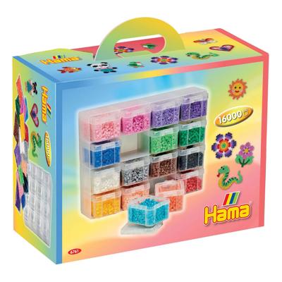 Hama strijkkralen opbergbox met 16 kleuren kralen
