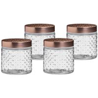 Voorraadpot/bewaarpot Blair - 4x - 500 ml - glas - koperen deksel - D11 x H13 cm