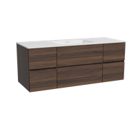 Storke Edge zwevend badmeubel 135 x 52 cm notenhout met Mata enkele wastafel in solid surface mat wit - thumbnail