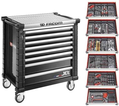 Facom jetcmm215gbnl gereedschapswagen | 8 laden m4 | 6 gevulde laden in foam | zwart - jetcmm215gbnl