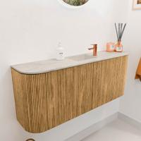 Toiletmeubel Mondiaz Joya Dlux | 103.2 cm | Meubelkleur Oak | Faye wastafel Ostra Wasbak Midden | 1 kraangat