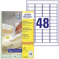 Avery-Zweckform L4736REV-100 Universele etiketten 45.7 x 21.2 mm Papier Wit 4800 stuk(s) Weer verwijderbaar Inkjet, Laser (zwart/wit), Laser (kleur), Kopiëren - thumbnail