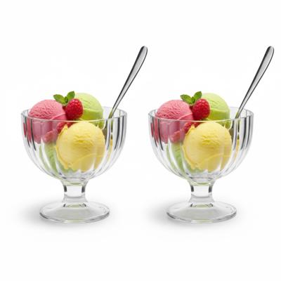 Alessandro ijscoupe Bali - 2x stuks - glas - kristal - 270 ml - 10 x 10 x 10 cm - ijs schaaltjes