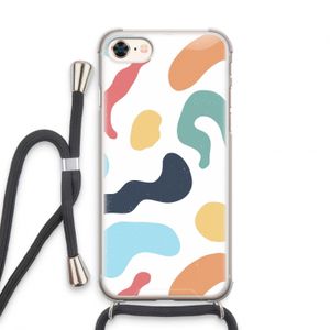 Memphis Shapes Blue: iPhone 7 Transparant Hoesje met koord