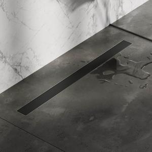 Brauer Douchegoot - 90x7.5cm - vloerflens - tegelinlegrooster omkeerbaar - RVS - zwart mat DR-MRF90S