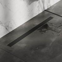 Brauer Douchegoot - 90x7.5cm - vloerflens - tegelinlegrooster omkeerbaar - RVS - zwart mat DR-MRF90S - thumbnail
