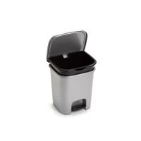 Plasticforte vuilvisbak Pedaalemmer - zilver - 7,5 liter - 24 x 22 x 25 cm - kunststof - afval