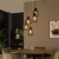 LifestyleFurn Hanglamp Alexandro 5-lamps, Metaal - Charcoal - thumbnail