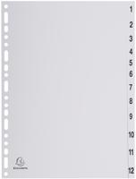 Exacompta tabbladen numeriek voor ft A4, uit PP, grijs, 12 tabs