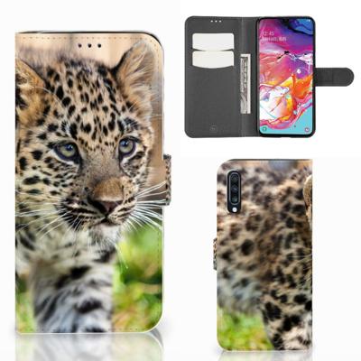 Samsung Galaxy A70 | Telefoonhoesje | Met pasjeshouder | Baby Luipaard
