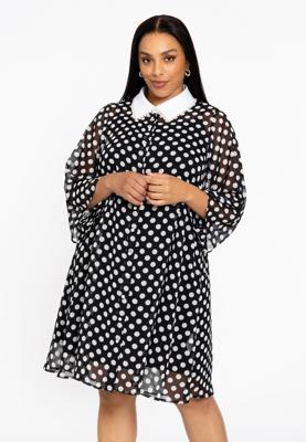 Yoek Jurk swing DOTS | Zwart | Maat 58/60