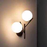 Wandlamp zwart opaal glas &apos;Baltic&apos; moon bollen glas zwart modern E27 fitting