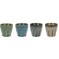 Espresso koffiekopjes - porselein - klein - multi kleuren - set 4x stuks - 90 ml
