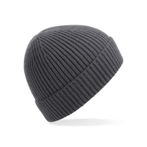 Ribbed beanie wintermuts in het donkergrijs