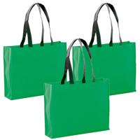 Draagtas / goodie- 4x stuks -bag / schoudertas / boodschappentas - groen - 40 x 32 x 11 cm