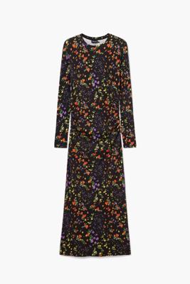 Slank bloemenjurk - BLACK - L