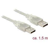 Delock USB-kabel USB 2.0 USB-A stekker, USB-A stekker 1.50 m Transparant Met Ferrietkern 83888
