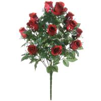 Kunstbloemen boeket rozen/gipskruid - rood - H56 cm - Bloemstuk - Bladgroen