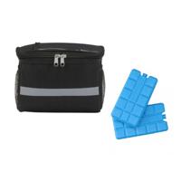 Koeltas Fietstas van 4 liter - zwart/grijs - inclusief 2x koelelementen - fietskoeltas / stuurtas