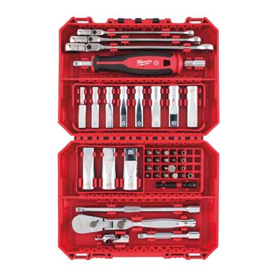 Milwaukee Doppenset, ratel en ringratel | Steeksleutel flex set | 1/4" FOUR FLAT™ | 42-delig - 4932498382