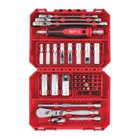 Milwaukee Doppenset, ratel en ringratel | Steeksleutel flex set | 1/4" FOUR FLAT™ | 42-delig - 4932498382