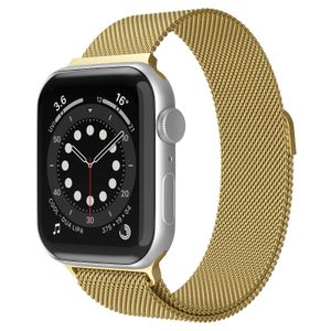 Bandje geschikt voor Apple Watch 38/40MM - Geschikt voor Series 1/2/3/4/5/6/7/8/9/SE - Maat One Size - Horlogebandje - Milanees - Goud