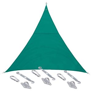 Schaduwdoek/zonnescherm Curacao driehoek mint groen 2 x 2 x 2 meter met ophanghaken - Schaduwdoeken