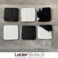 Koeienhuid onderzetters zwart wit 10x10cm - thumbnail