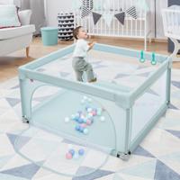 Babybox Speelbox met Ademend Gaas met 50 Speelballen 126 x 126 x 68 cm Blauw - thumbnail