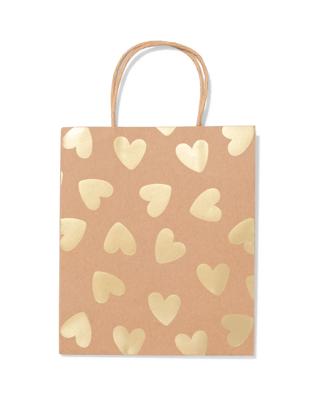 HEMA Cadeautas 18x29cm Hartjes Goud