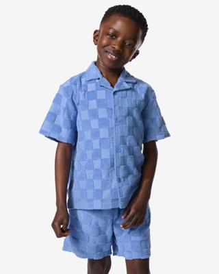HEMA Kinderoverhemd badstof blokken blauw (blauw)
