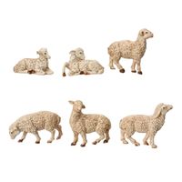 Decoris schapenbeeldjes - 6x stuks - 12 cm - mdf hout   - - thumbnail