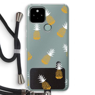 Ananasjes: Pixel 5 Transparant Hoesje met koord