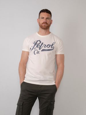 50% korting - Petrol Industries Heren Artwork T-shirt Antique Wit - S