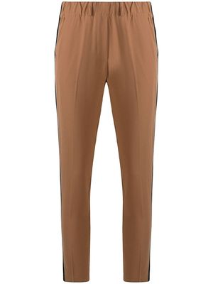 Blanca Vita pantalon slim à bande contrastante - Marron
