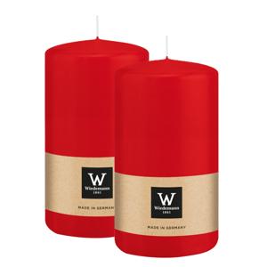 Cilinderkaars/stompkaars - 2x - rood - 12 x 6 cm - 33 branduren