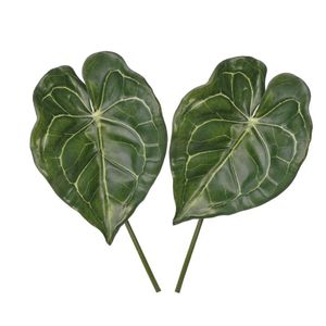 2x Kunstplanten Anthurium bladgroen takken 67 cm