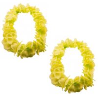 Set van 6x stuks hawaii kransen bloemen slingers neon geel