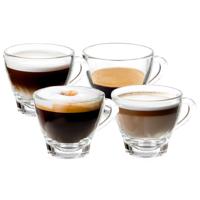 Vivalto Design Espresso koffie glazen met oor - set 4x stuks - transparant glas - 80 ml