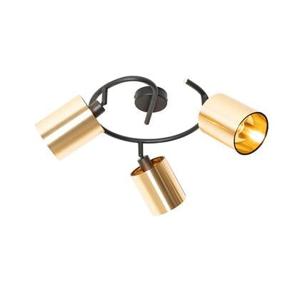 QAZQA Moderne plafondlamp zwart en goud 3-lichts - Lofty