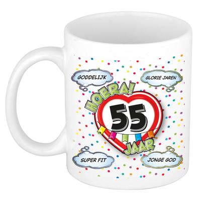 Verjaardag cadeau mok 55 jaar - wit - glorie jaren - 300 ml - keramiek Verjaardag cadeau mok 55 jaar - wit - glorie jaren - 300 ml - keramiek