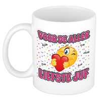 Cadeau mok/beker - Voor de aller liefste juf - wit - 300 ml