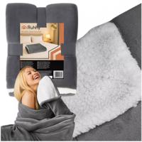 Woondeken - dubbelzijdig - donkergrijs - fleece en teddy - 150 x 200 cm - plaid