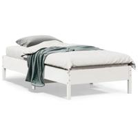 Bedframe zonder matras massief grenenhout wit 75x190 cm
