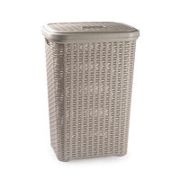 Wasmand rotan met deksel van 60 liter 35 x 43 x 62 cm taupe - thumbnail